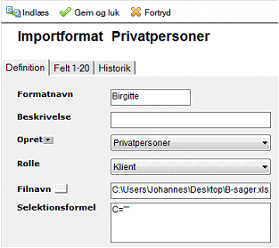 Image:Importer dine forretningsforbindelser fra Excel